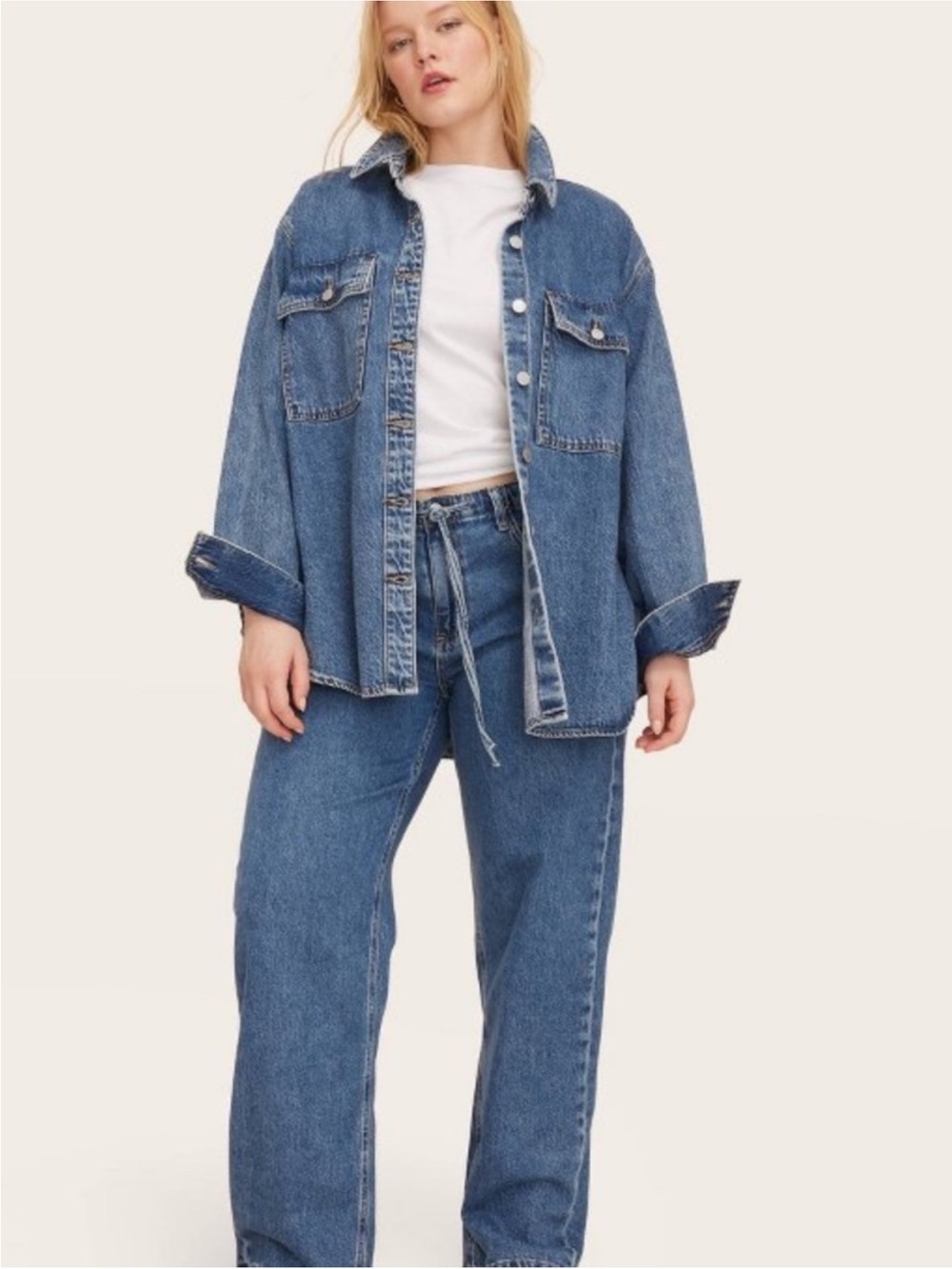 Parke x Target Denim Shacket Medium Wash - Picture 3 of 5